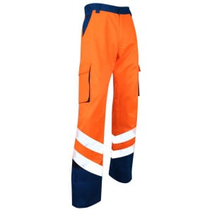 Pantalon bicolore haute visibilité zéro métal LMA Balise Orange/Bleu