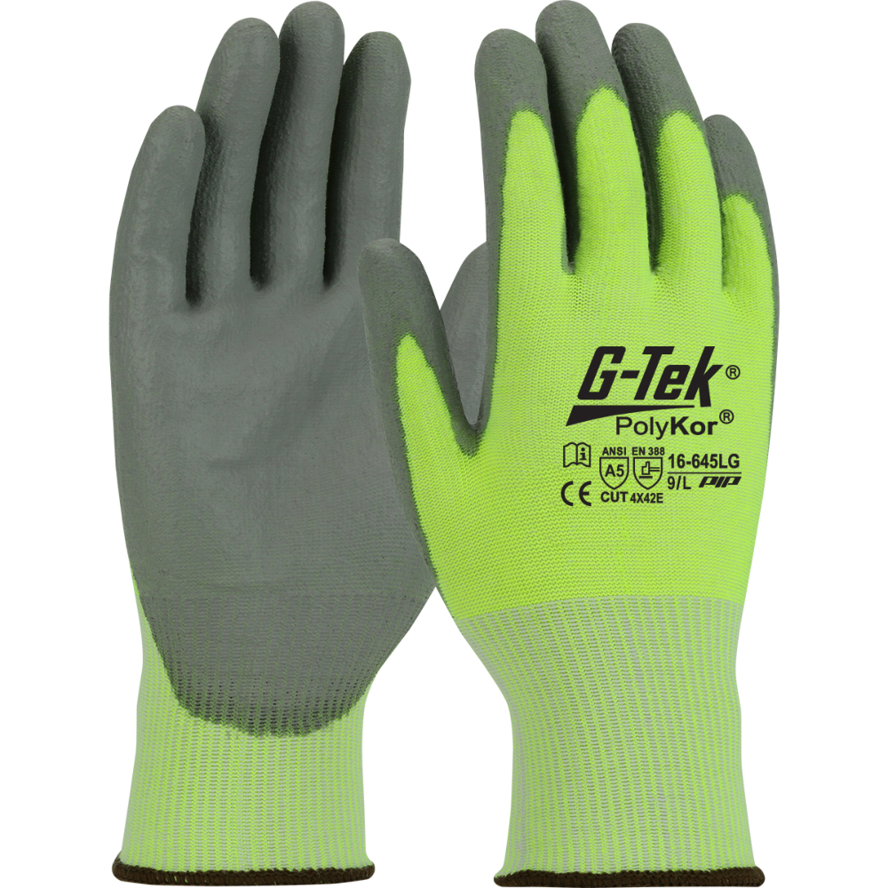 Gants de protection tactiles confortables avec adhérence et dextérité élevées G-Tek PolyKor PIP (Lot de 12)_vue_face_vert
