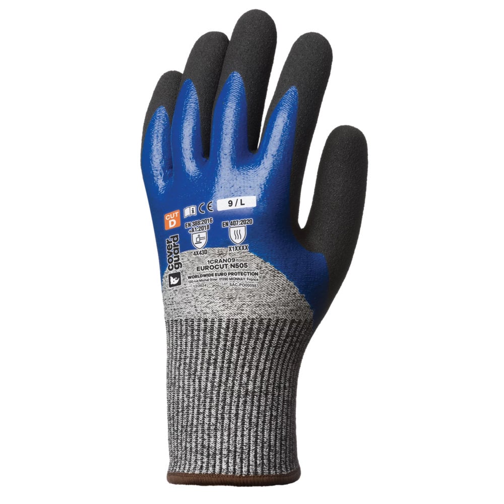 Schnittschutz- und Abriebschutz-Handschuhe mit Grip für ölige Oberflächen COVERGUARD (5er-Set)