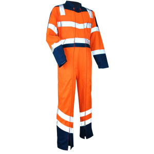 Combinaison bicolore double fermeture haute visibilité LMA Vigilance Orange/Bleu