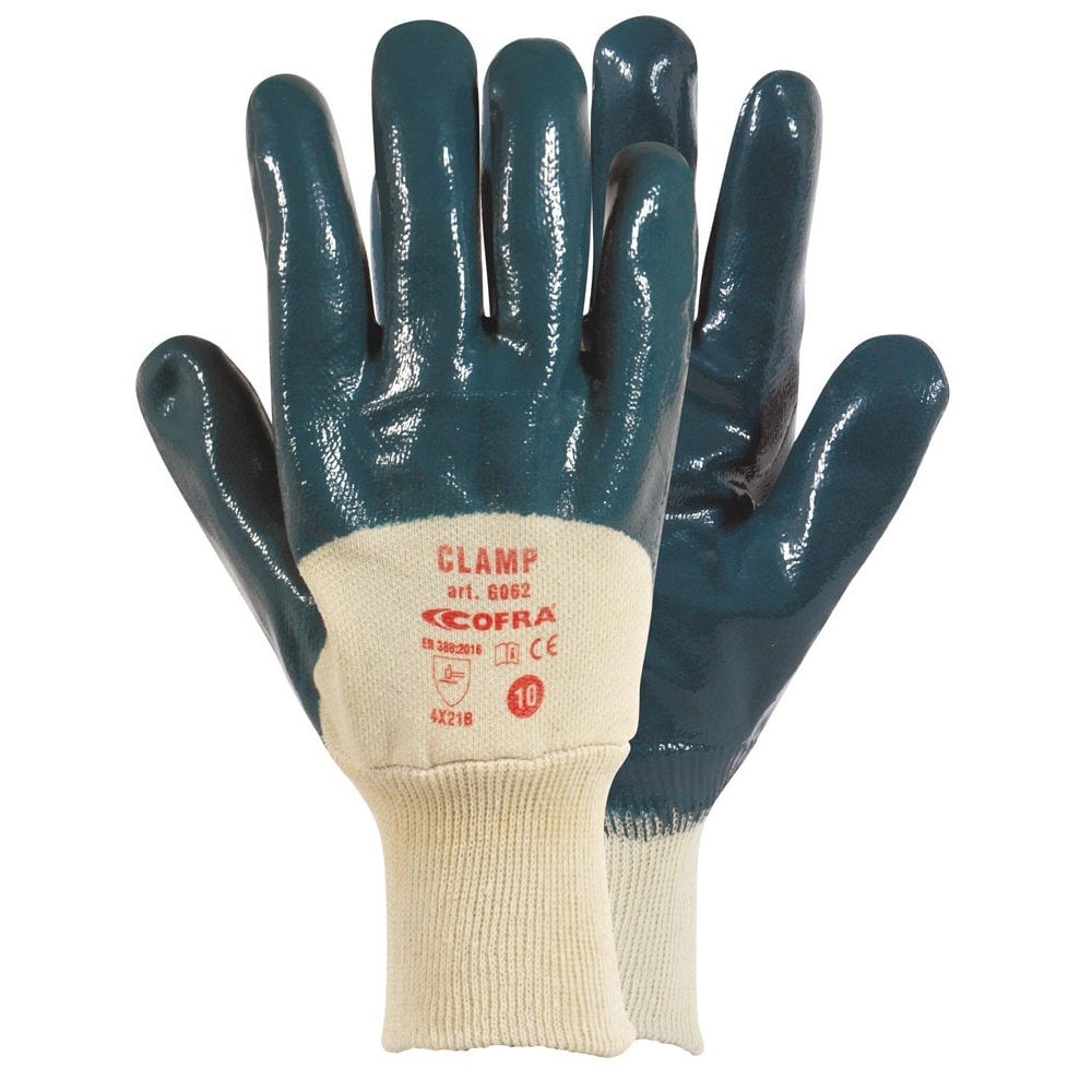 Gants de protection anti-abrasion enduits nitrile 3/4 pour manutention lourde CLAMP COFRA (Lot de 12)