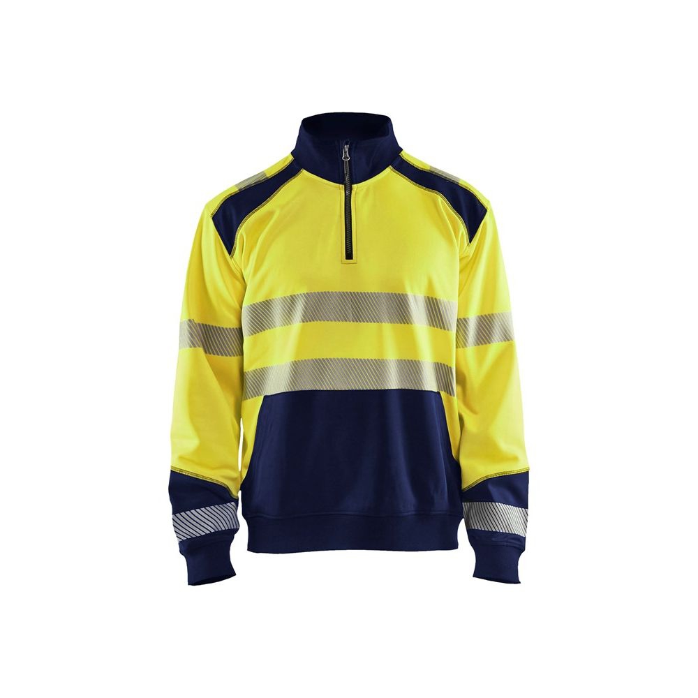 Sweat col camioneur haute visibilité Homme Blaklader jaune marine