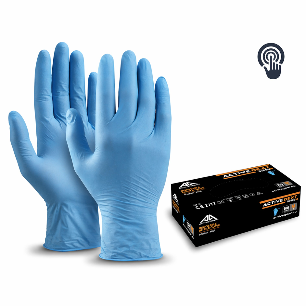 Einweg- und taktile Chemikalienschutzhandschuhe puderfrei aus Nitril DEXT ACTIVE GEAR (Box mit 100)