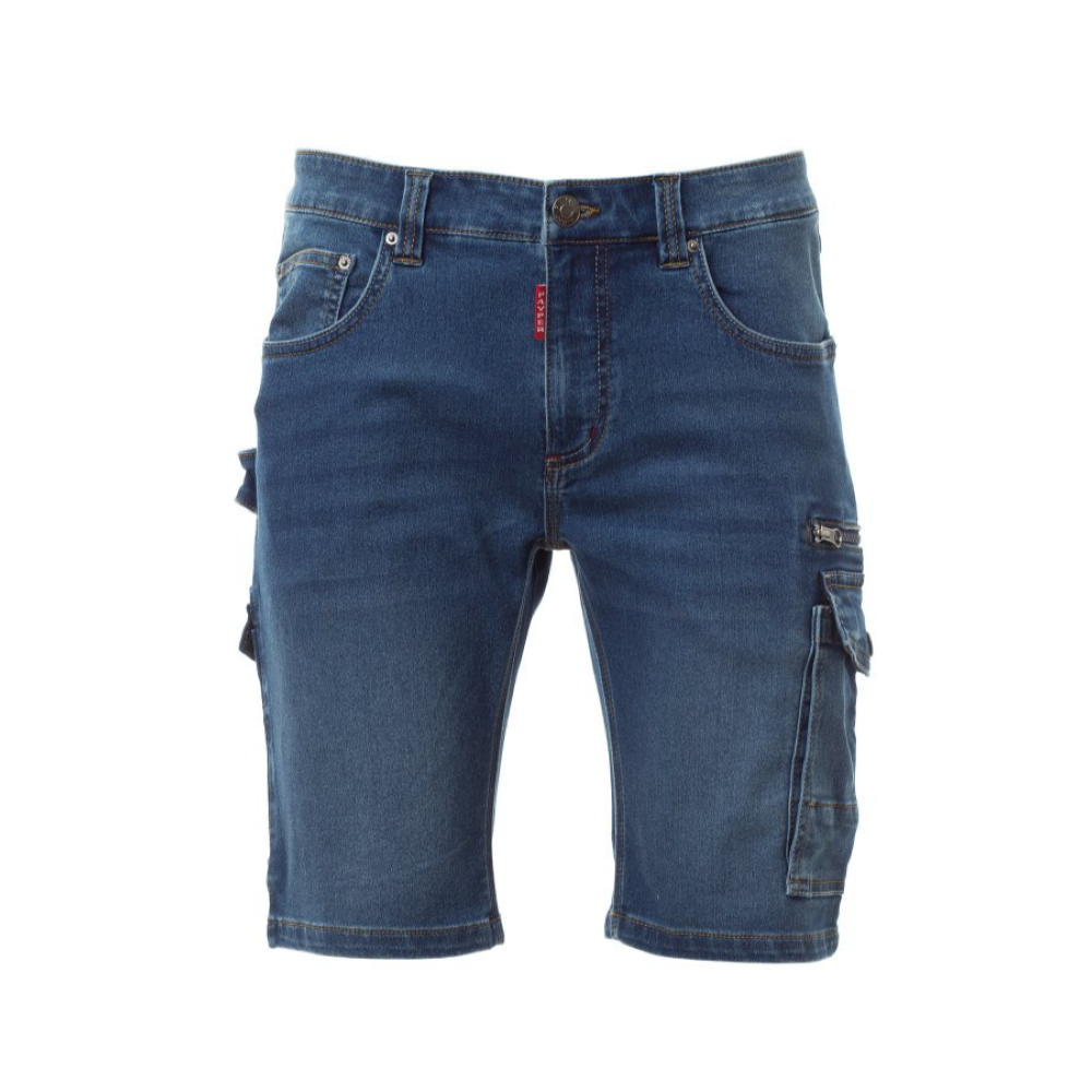 Bermuda de travail homme denim stretch coutures résistantes multipoches WEST SHORTS PAYPER_vue_de_devant