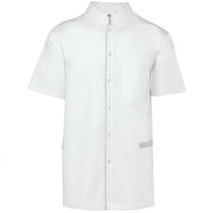 Blouse de travail polycoton boutons pression col mandarin WK. Designed To Work Blanc