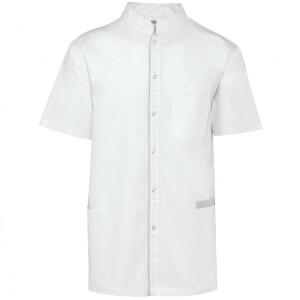 Blouse de travail polycoton boutons pression col mandarin WK. Designed To Work Blanc