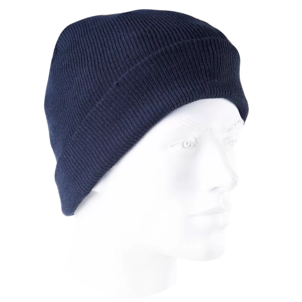 Bonnet mixte tricoté acrylique double couche BONABL SINGER SAFETY_bleu_marine_vue_de_cote