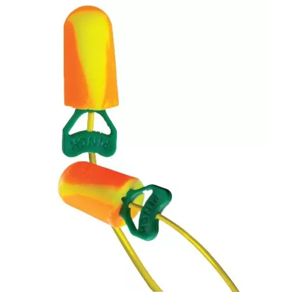 Bouchons d'oreilles jetables écoresponsables facile à insérer avec cordelette PIP Pinchfit SNR 38 dB_vue_de_face