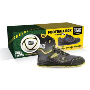 Promobox Chaussures de sécurité S1P Cador avec ballon de foot, maillot de football et chaussettes