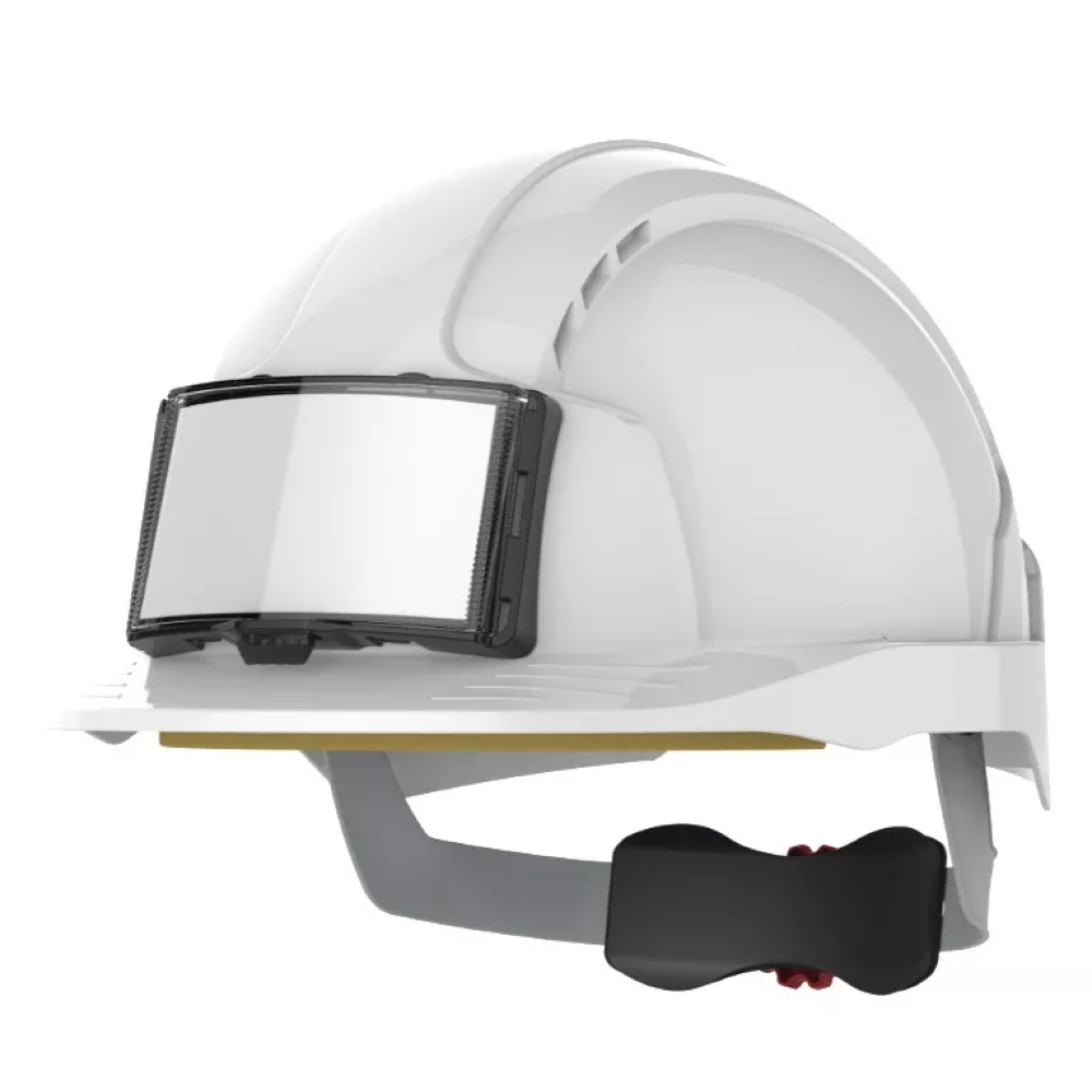 Casque de chantier ventilé avec porte-badge et porte-lampe EVOLITE JSP SAFETY_vue_face