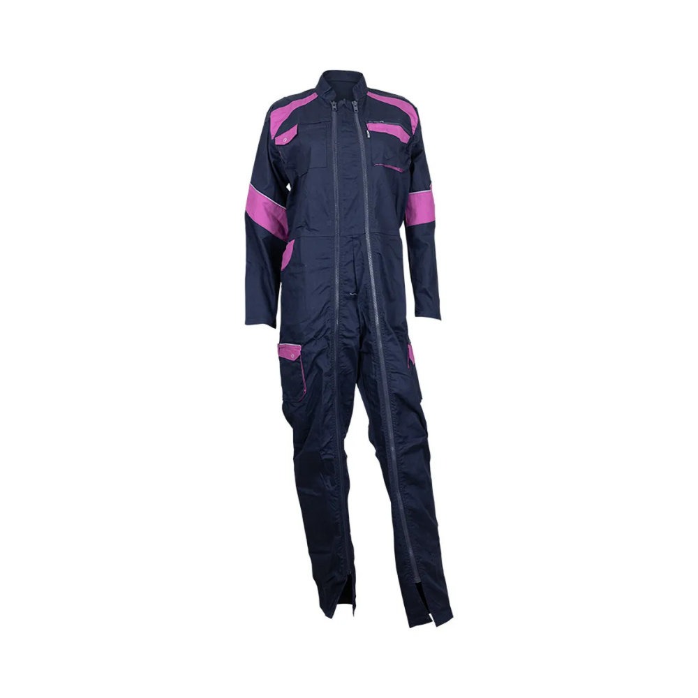 Combinaison de travail double zip rapido bicolore femme ORGE LMA_vue_de_face_rose