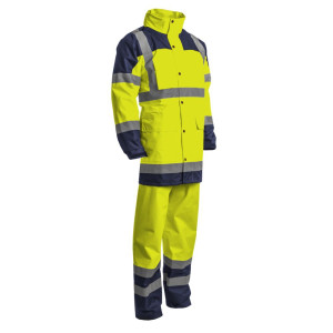 Ensemble Veste De Pluie Et Bavoir AFTCO Bering Haute Visibilité Jaune - Taille L Homme, Neuf Avec étiquettes