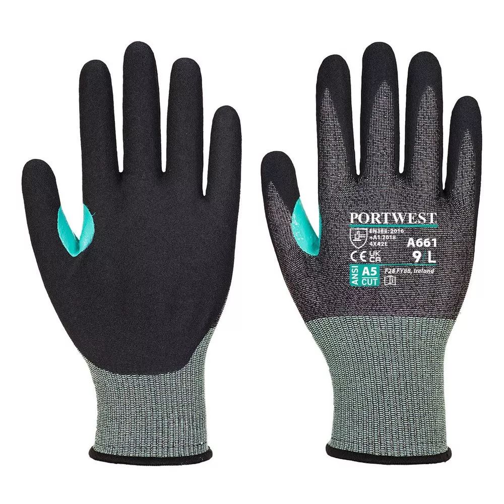 Portwest VHR18 Reflective Anti-Cut Foam Nitrile Glove Oxwork