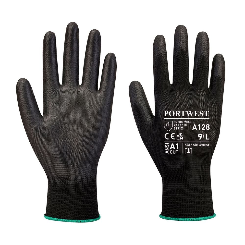 Gants de travail enduits PU paumes sans latex Portwest paire
