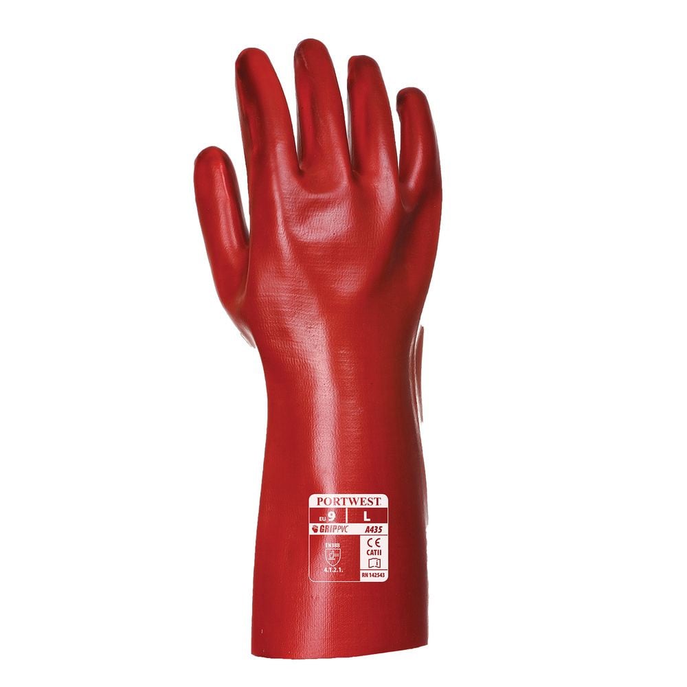Gants PVC Rouge Portwest 35 cm taille 10/XL
