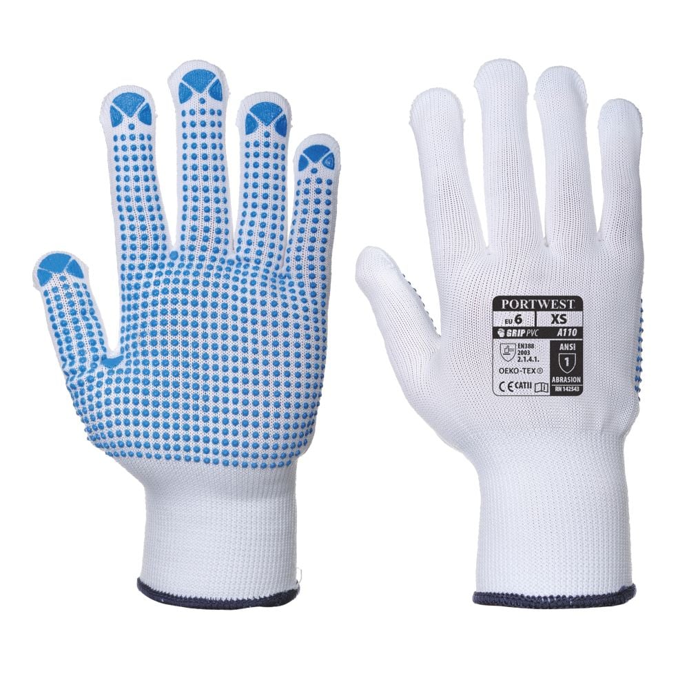 Gants tricotés Portwest Picots PVC A110 bleu