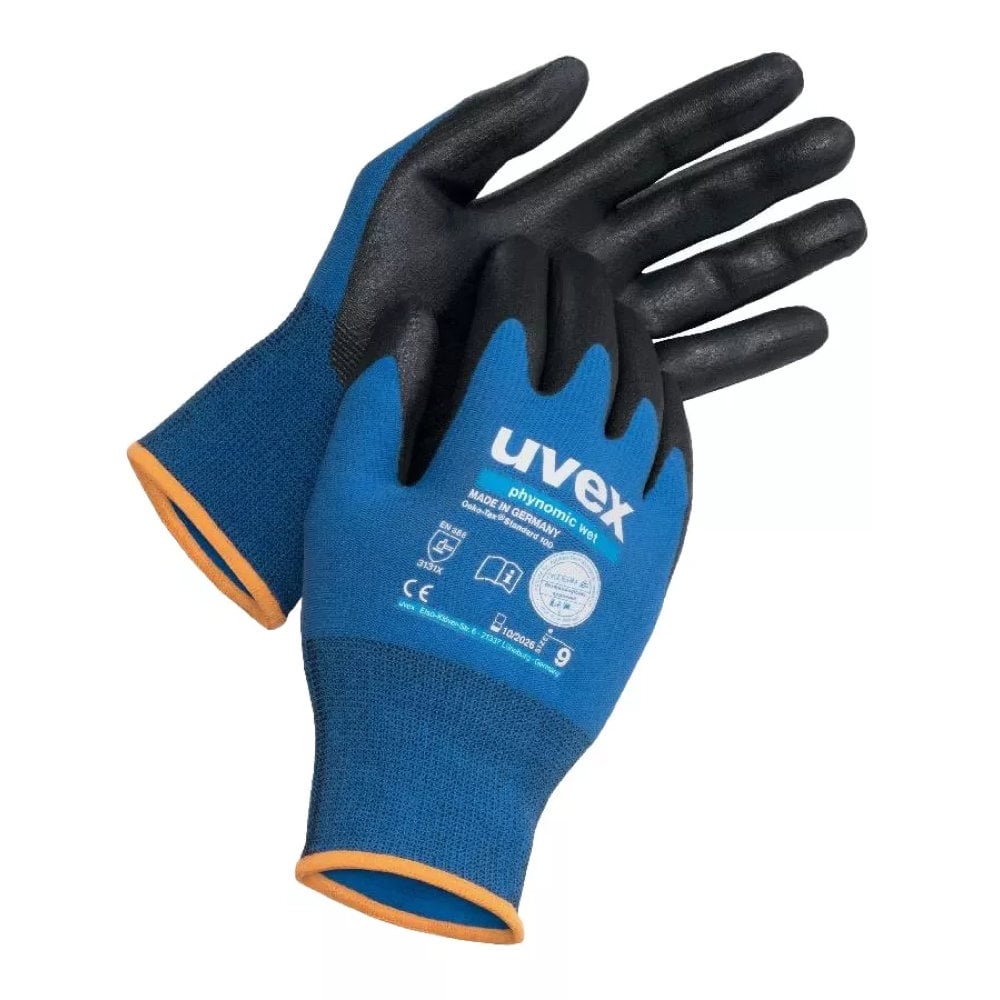 Gants de manutention avec dextérité exceptionnels pour surfaces humides et huileuses PHYNOMIC WET UVEX (Lot de 10)