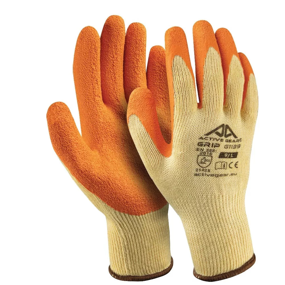 Gants de protection confortables résistants aux déchirures pour surfaces sèches et humides ACTIV GEAR (Lot de 12)_vue_face_orange