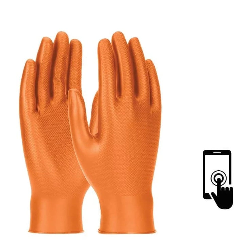 Gants nitrile jetables tactiles non poudré PIP Grippaz Skins ambidextres finition écailles