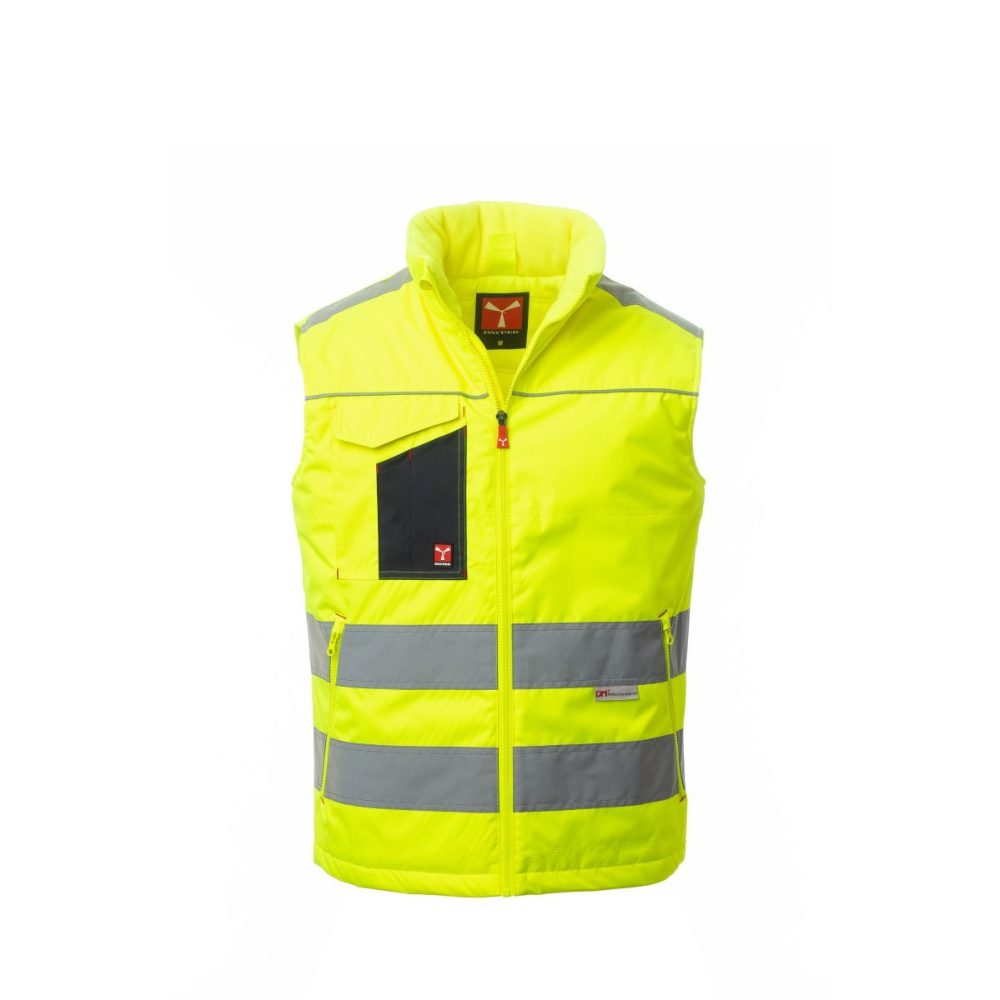 Gilet matelassé haute visibilité sans manche col polaire homme TASK PAYPER_jaune