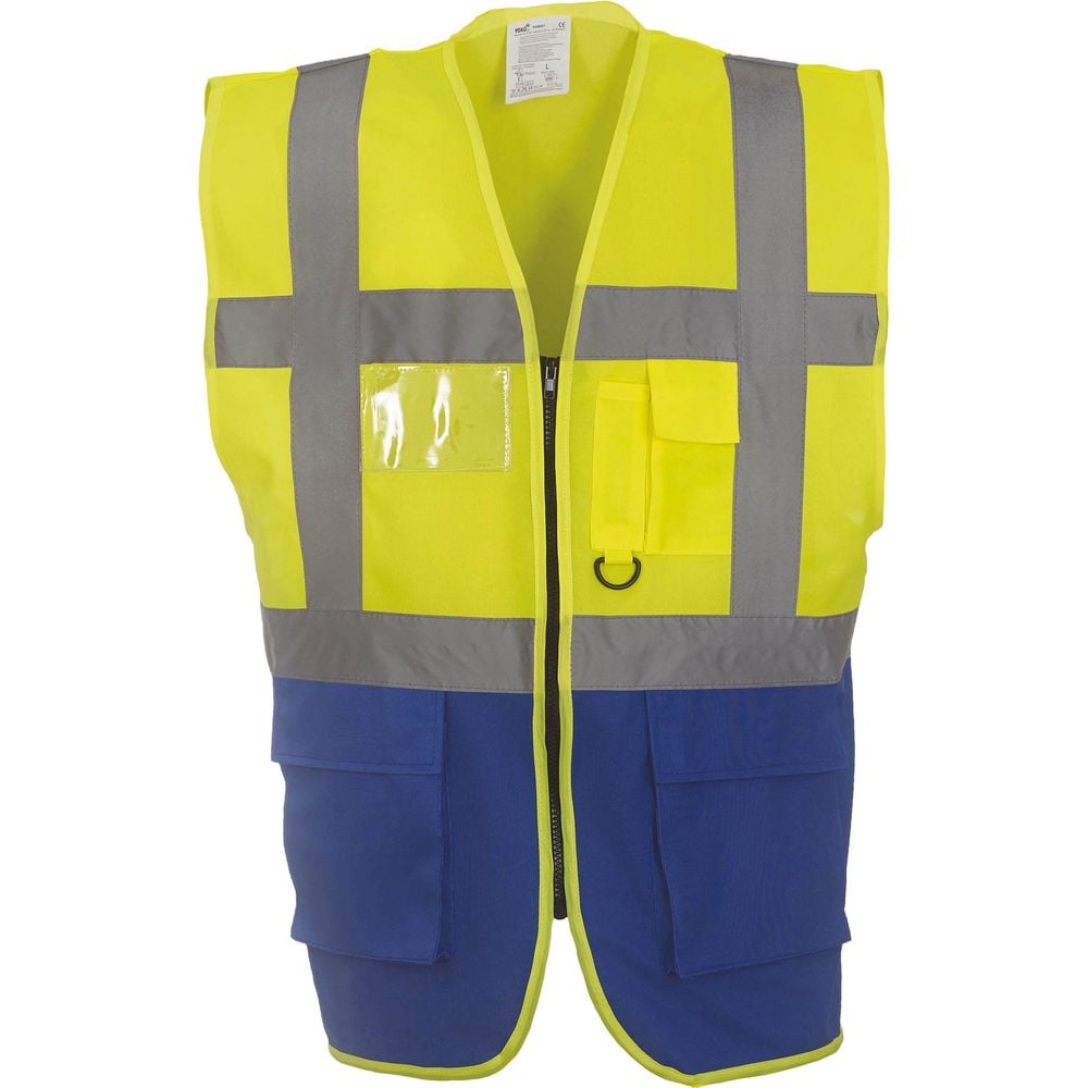 Gilet multifonction haute visibilité Yoko jaune bleu royal