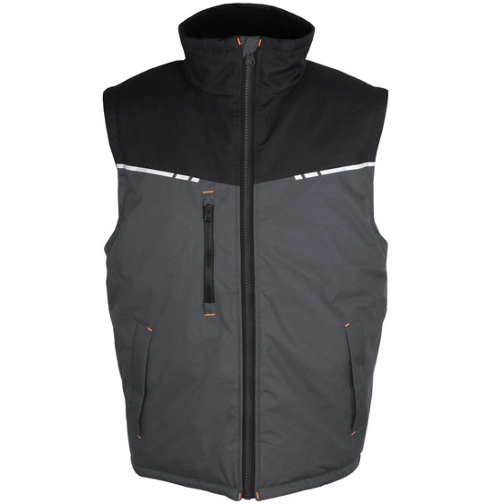 Gilet sans manches mixte matelassé imperméable avec doublure polaire GASPARE SINGER SAFETY_gris_vue_de_devant