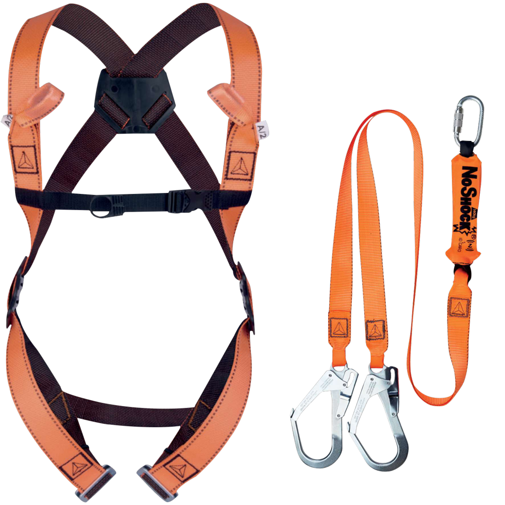 Kit de protection antichute pour échafaudage avec harnais et longe double absorbeur max 140 kg ELARA 280 DELTA PLUS