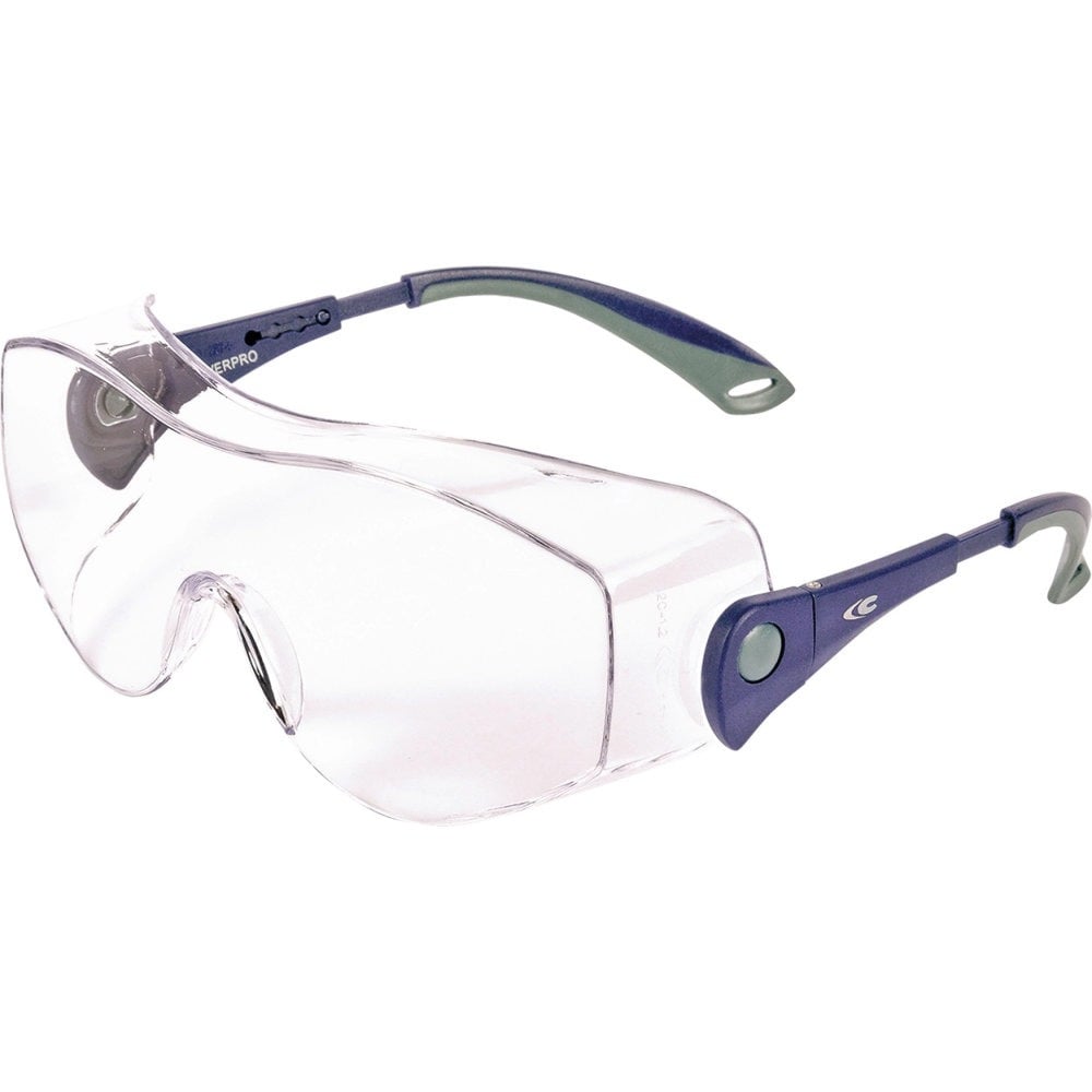 Lunettes de sécurité compatibles lunettes de vue avec branches rétractables COFRA OVERPRO_bleu