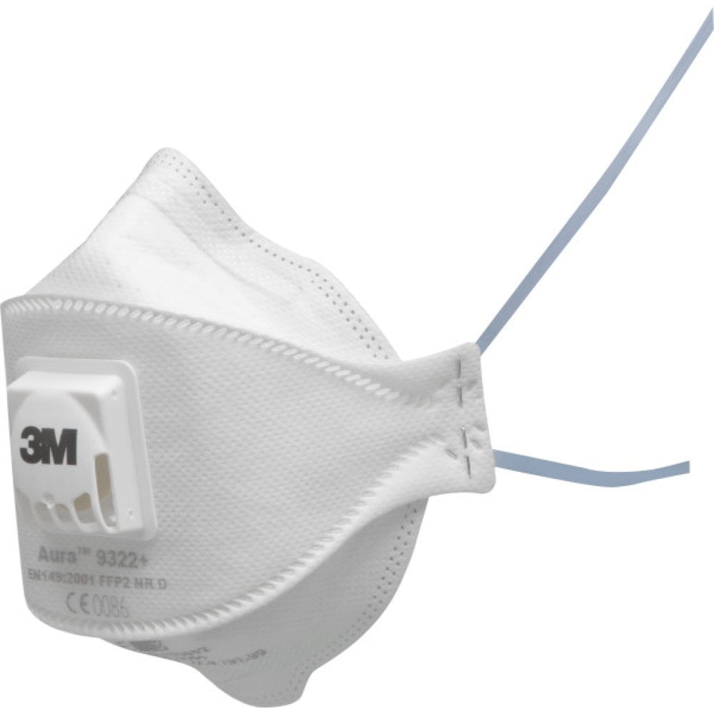 Masque respiratoire anti-poussière FFP2 avec valve 3M Aura série 9322+ (lot de 10)