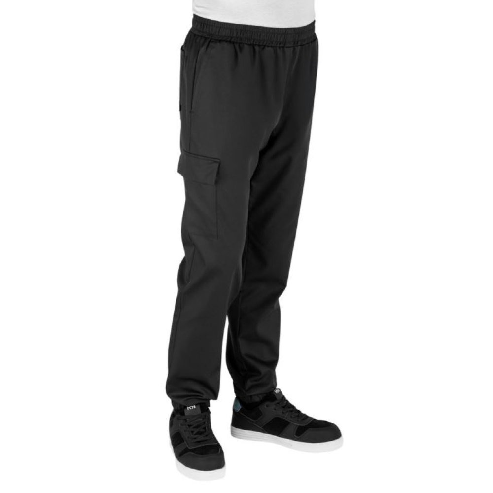 Pantalon jogging de cuisine mixte ceinture élastiquée IGO Robur Noir