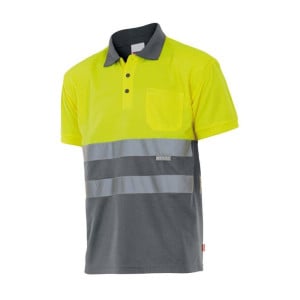 Two-tone short-sleeved high-visibility polo shirt VELILLA