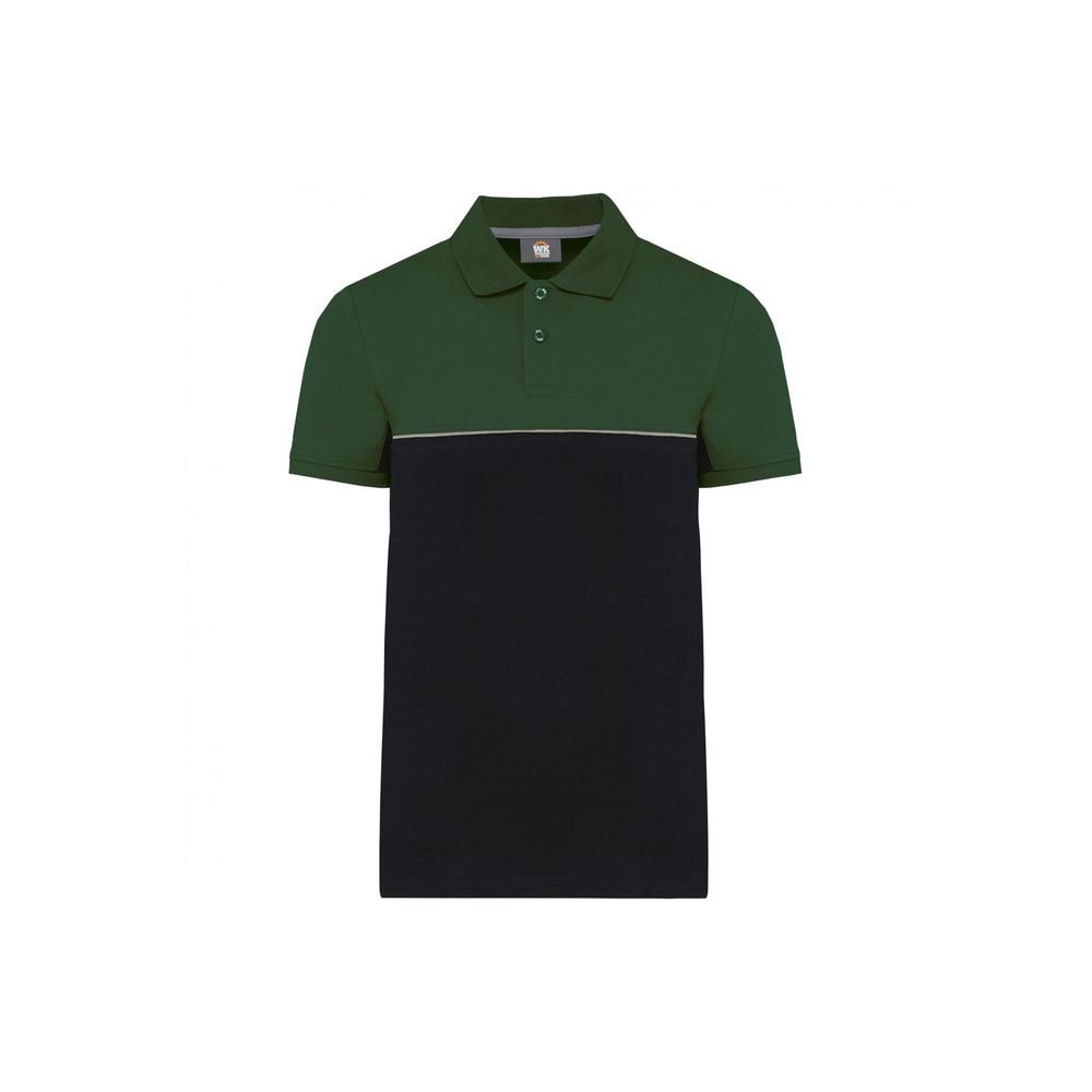 Polo bicolore écoresponsable manches courtes WK. Designed To Work vert