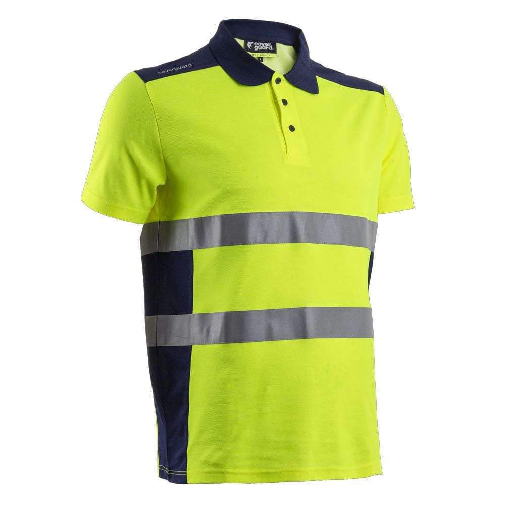 Polo de travail manches courtes haute visibilité anti-UV Coverguard OKI Jaune