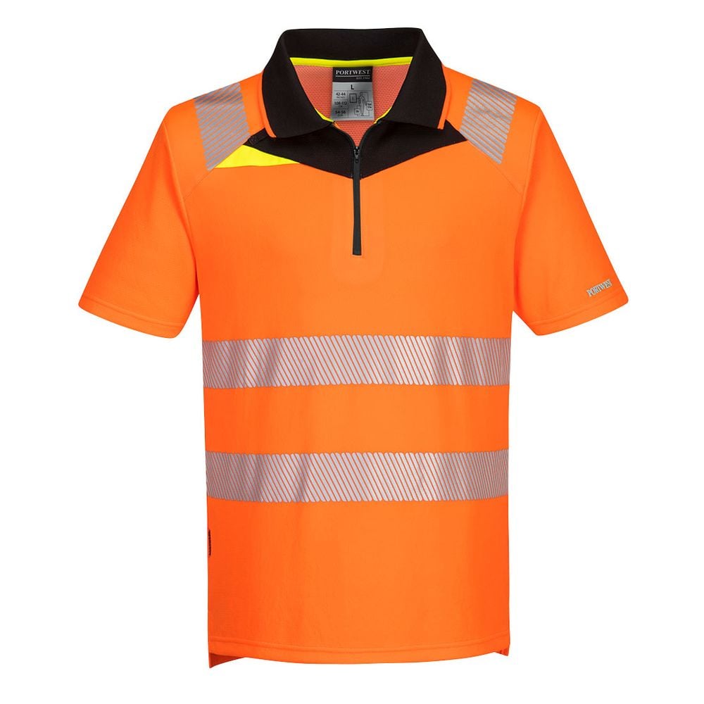 Polo de travail anti UV UFP 40+ HV coupe slim Portwest DX4 Orange