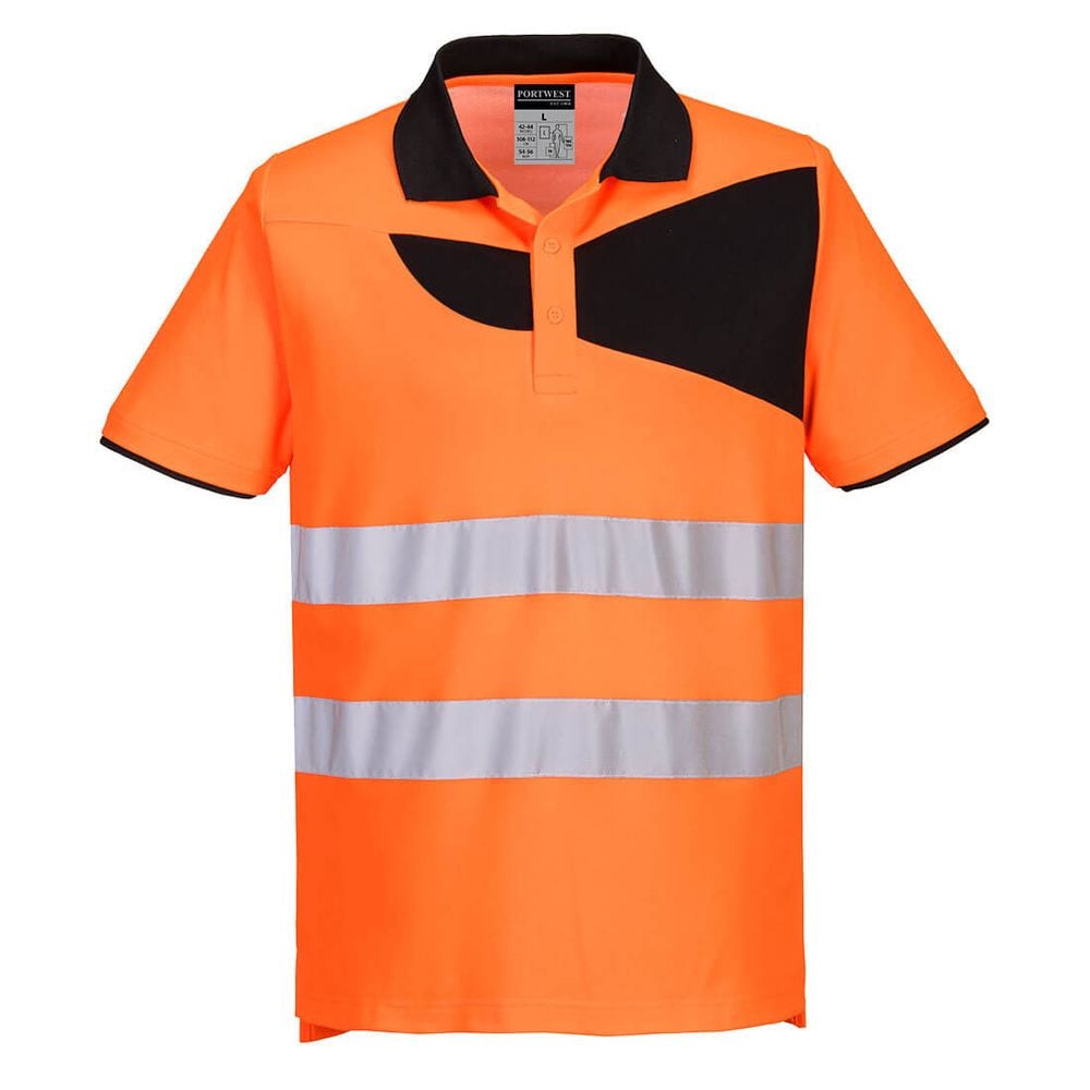 Polo de travail haute visibilité respirant slim anti UV Portwest PW2 Orange