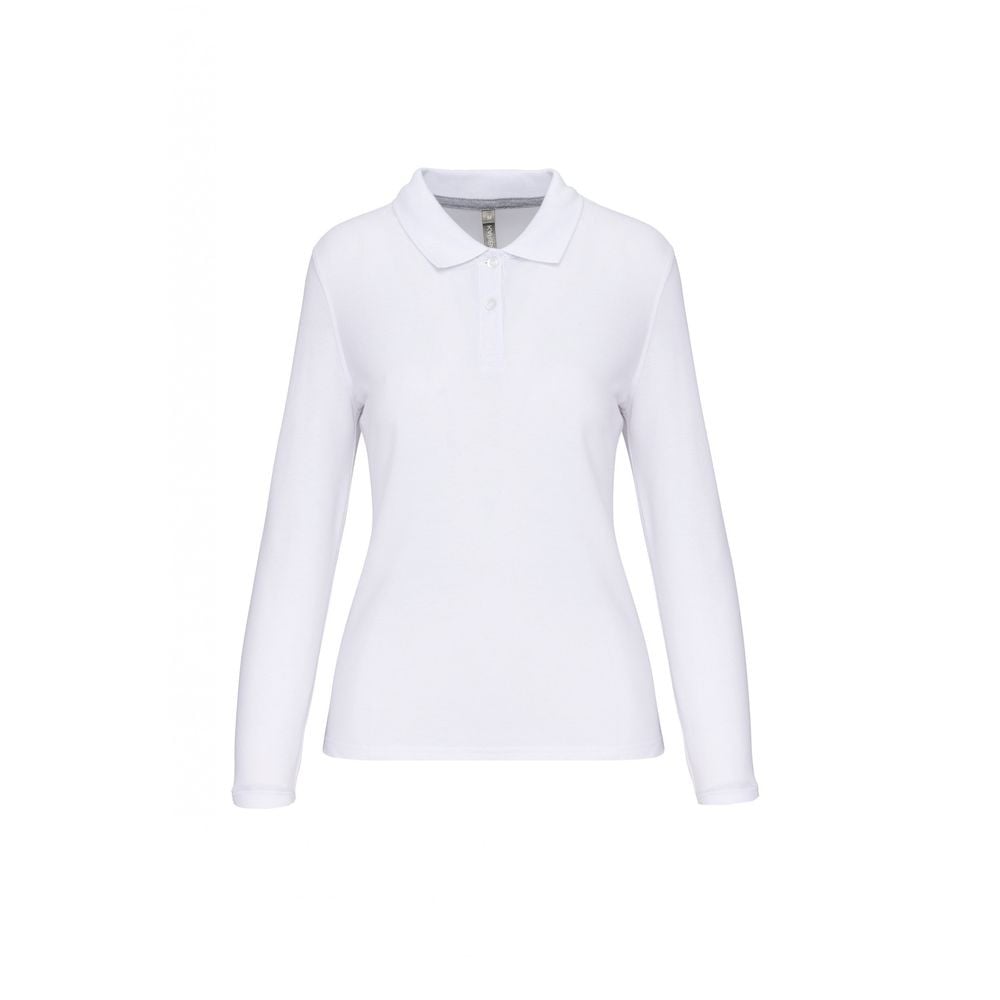 Polo manches longues femme WK designed to work - face - blanc