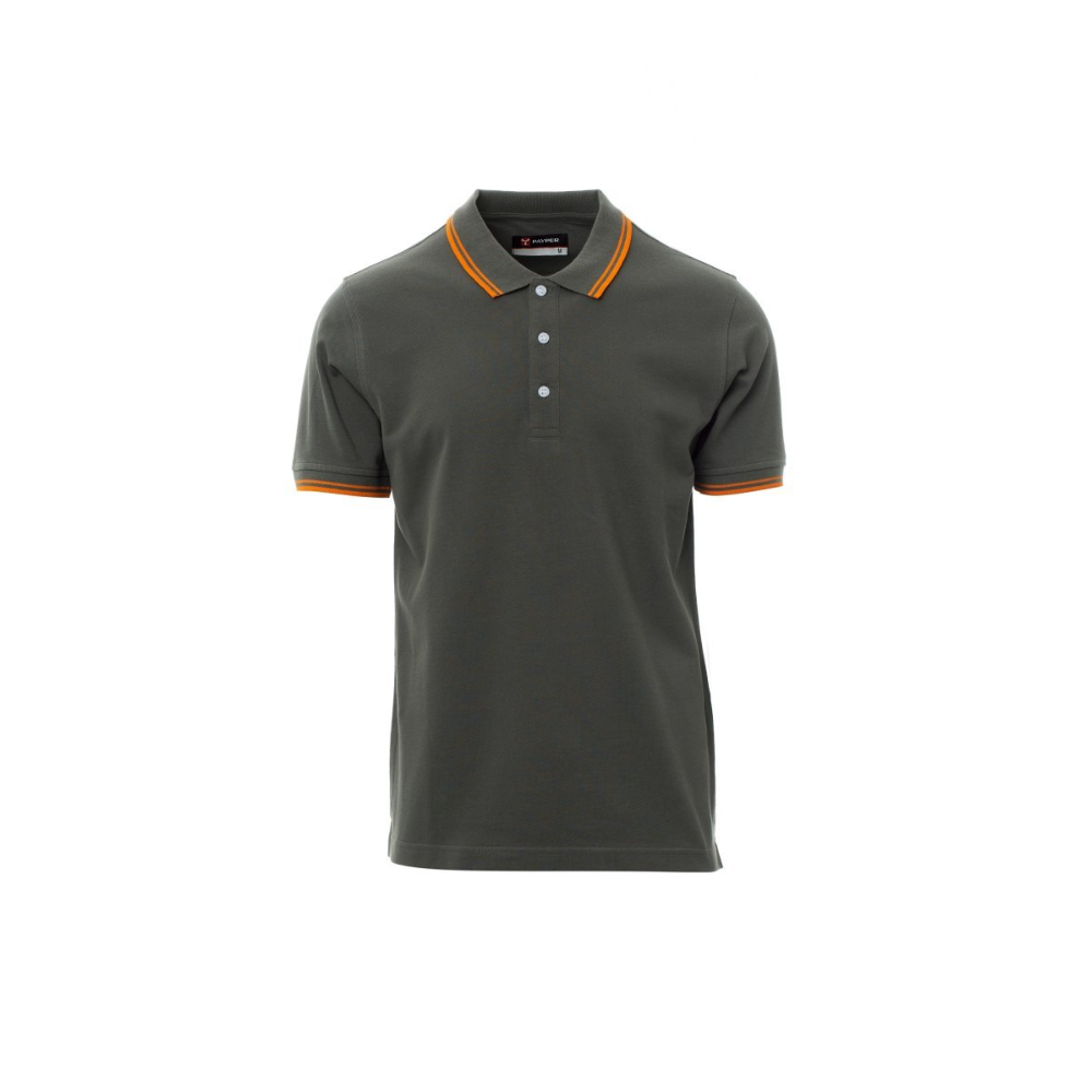 Polo mixte bicolore manches courtes maille piqué 100% coton SKIPPER PAYPER_gris_vue_de_devant