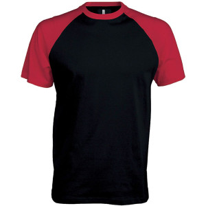 T-shirt bicolore manches courtes Kariban Marine épaule rouge