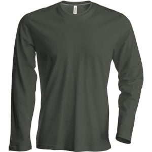 Tee-shirt de travail col rond manches longues Kariban 100% coton Kaki fonce