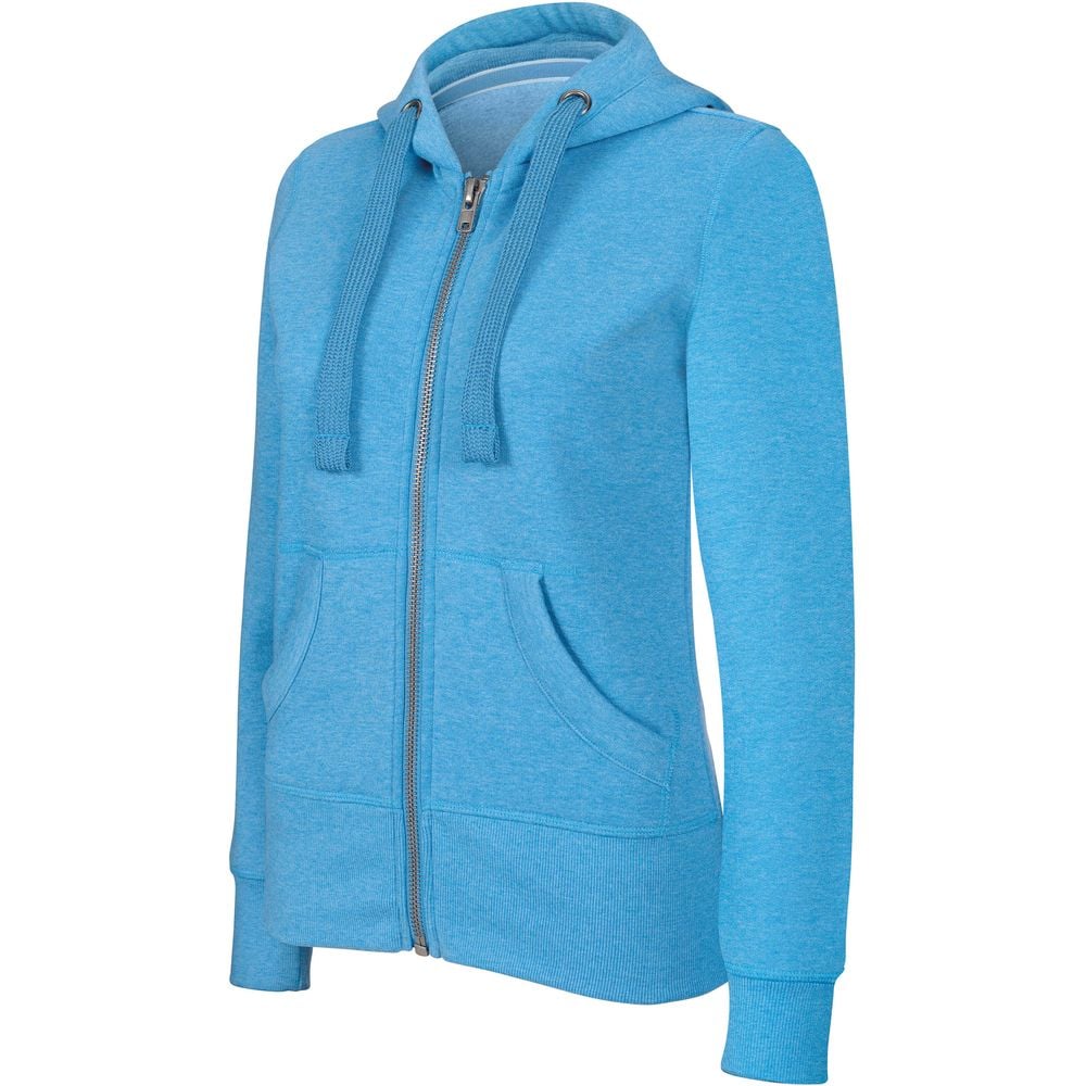 Sweat-shirt de travail zippé à capuche Kariban mélange femme Bleu Clair