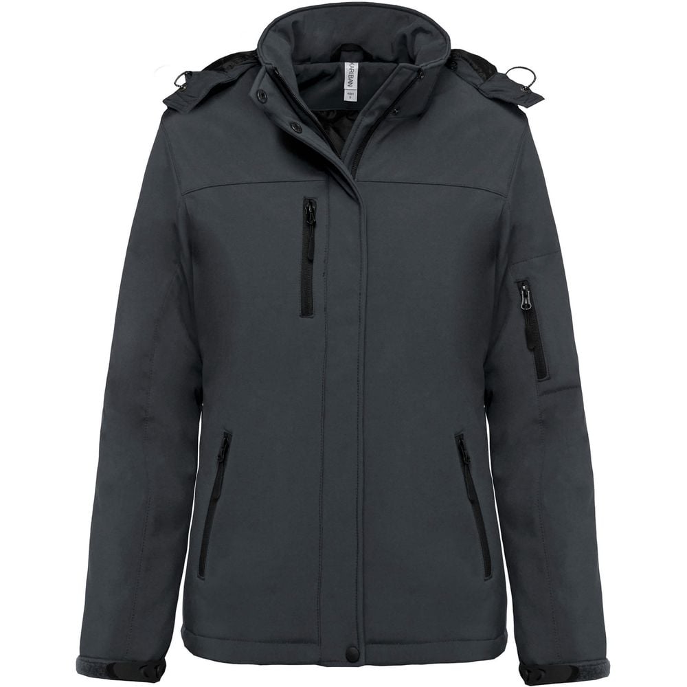Parka softshell doublée capuche femme Kariban Gris foncé
