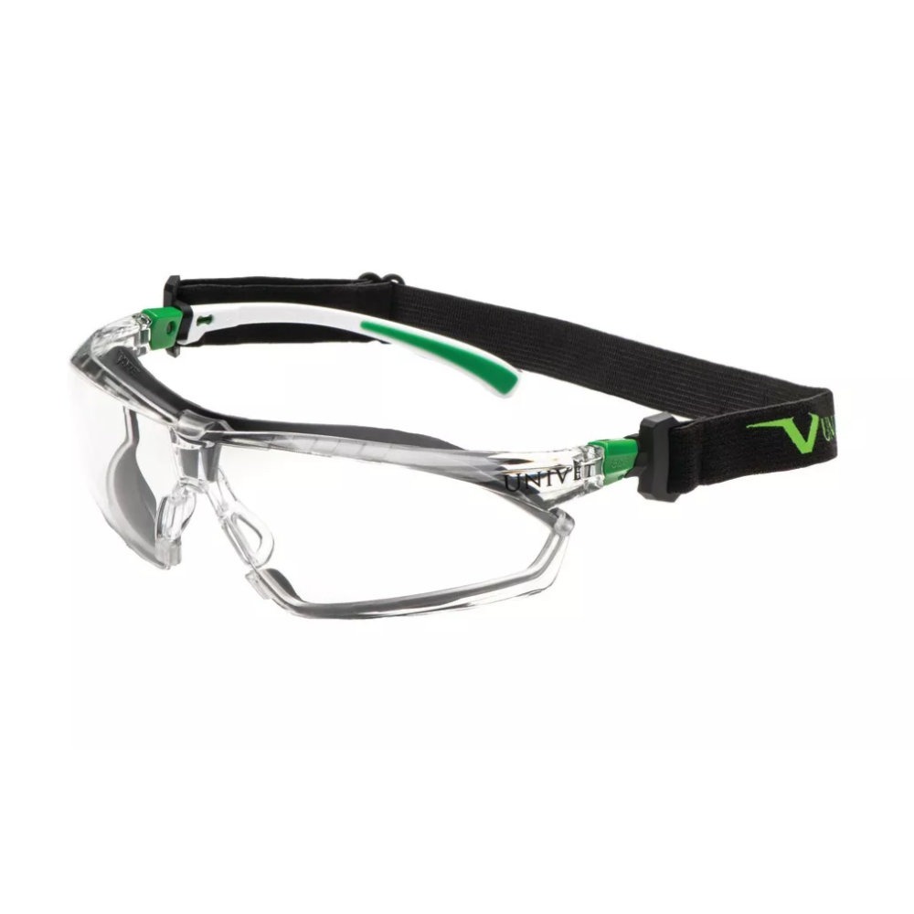 Lunettes hybrides de sécurité avec jupe d'étanchéité et bandeau UNIVET-vue_de_face