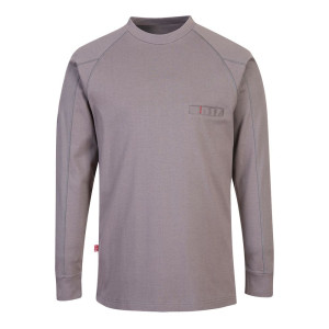 Sweat de travail col rond antistatique résistant à la flamme Portwest Gris