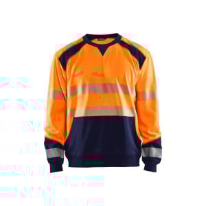 Sweat haute visibilité Blaklader poche kangourou Orange / Marine