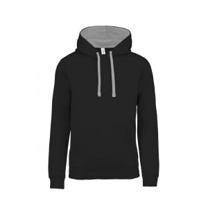 Sweat-shirt à capuche contrastée homme Kariban Noir rouge