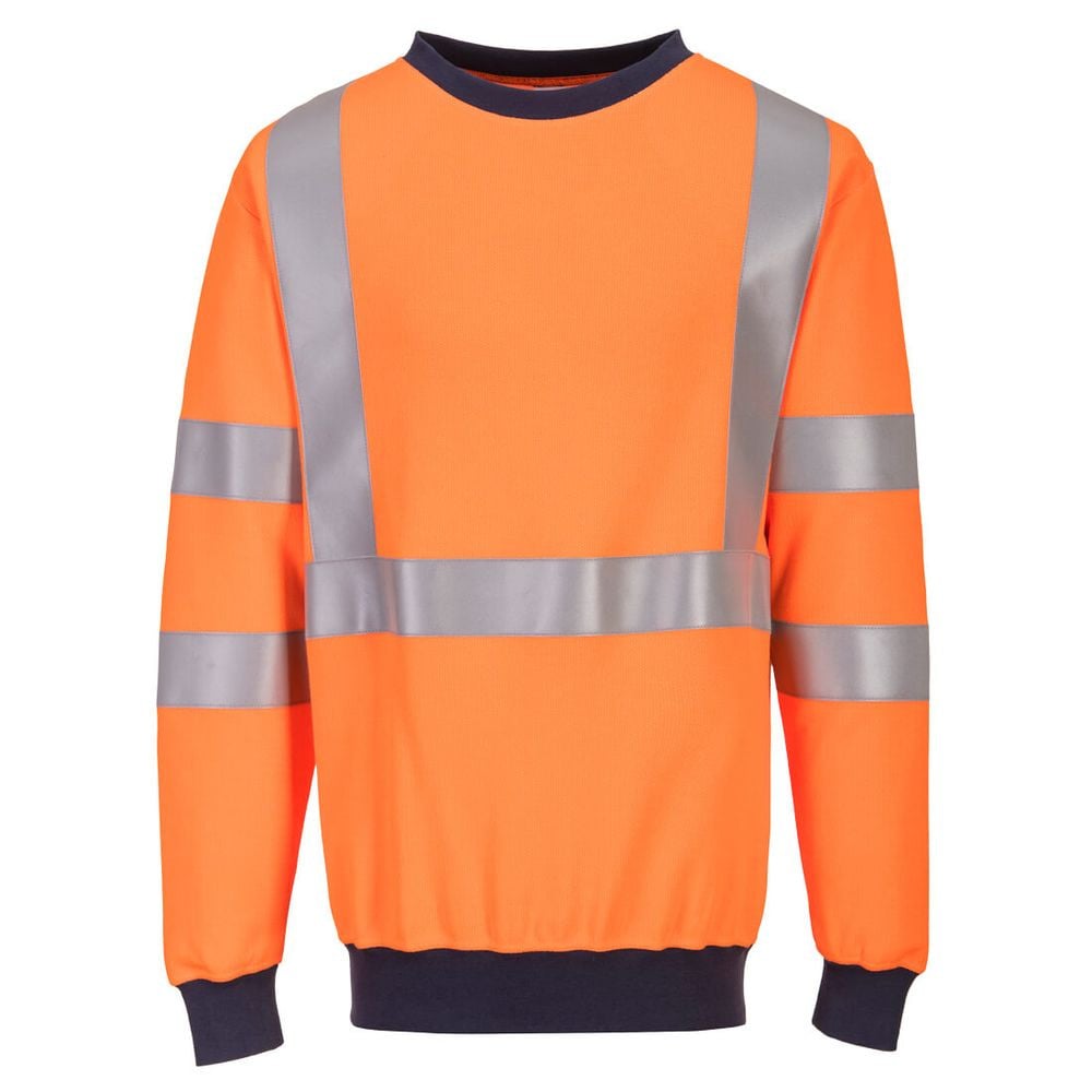 sweat shirt ris resistant aux flammes haute visibilite portwest devant orange
