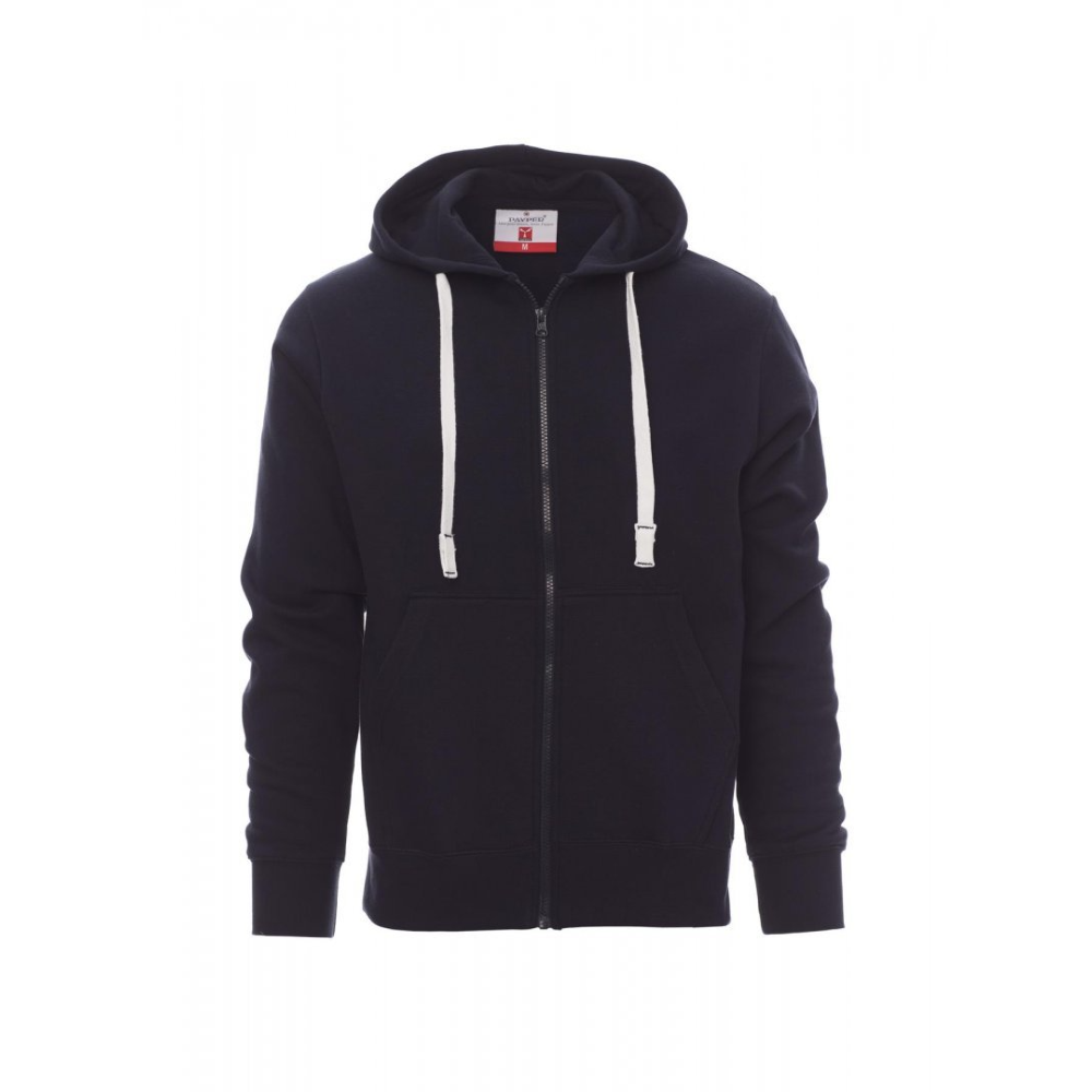 Sweat-shirt homme à capuche molleton brossé zippé PORTLAND PAYPER_bleu_marine_vue_de_devant