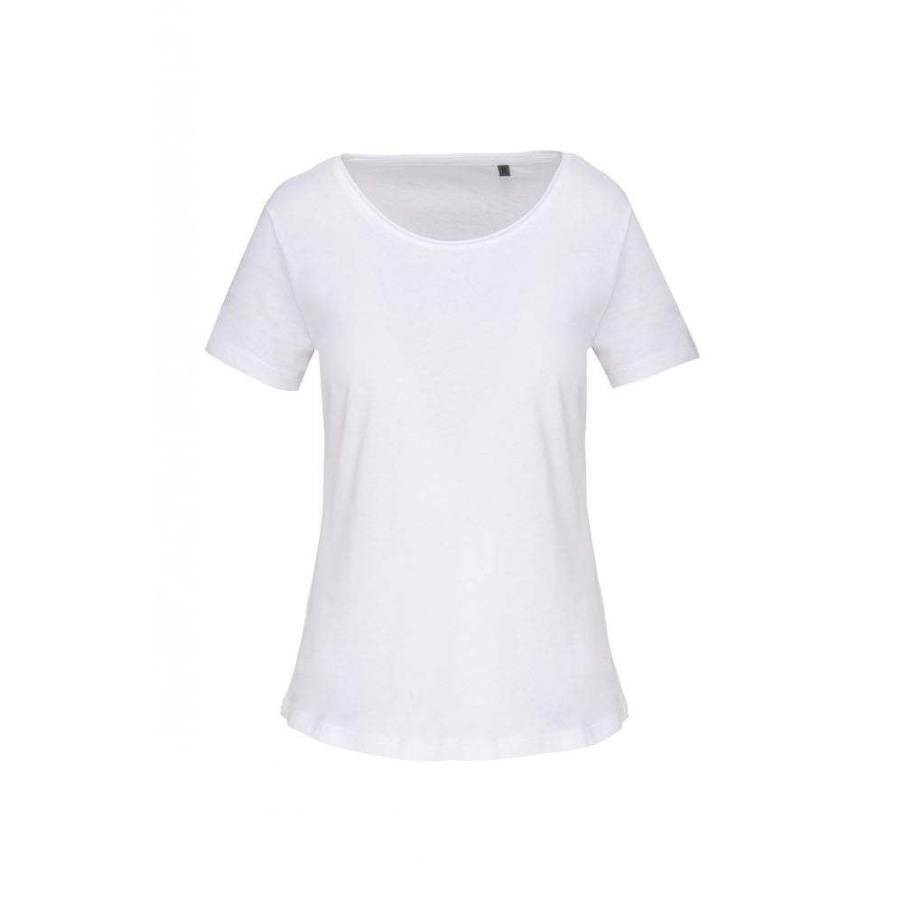 T-shirt Bio col à bords francs manches courtes femme Kariban Blanc