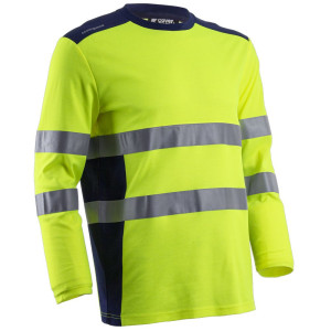 Maglietta Sicurezza Uomo Ad Alta Visibilità - Maniche Lunghe In Cotone Traspirante - Girocollo Basic Per Lavoro E Sport