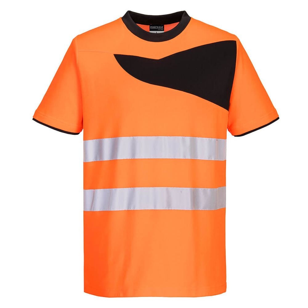 T-shirt de travail haute visibilité respirant anti UV slim Portwest PW2 Orange